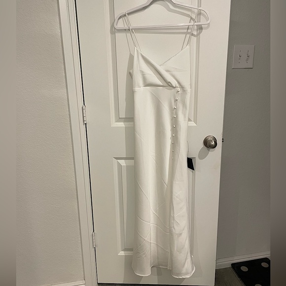 White Satin Slip Maxi Dress - Picture 1 of 4